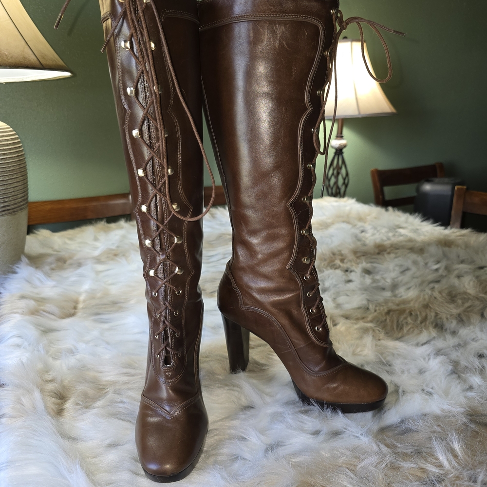 Michael Kors Roslyn 5 Inch Heel Lace Up Boots - Picture 8 of 13